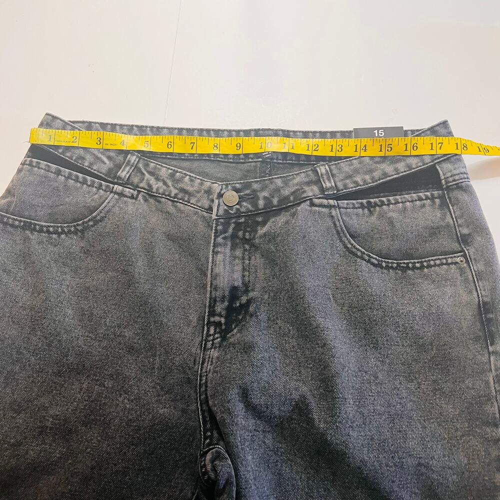 Fashion Nova Got A Secret V Front Straight Leg High Rise Jeans Size 18 NWT Gray - Picture 7 of 12